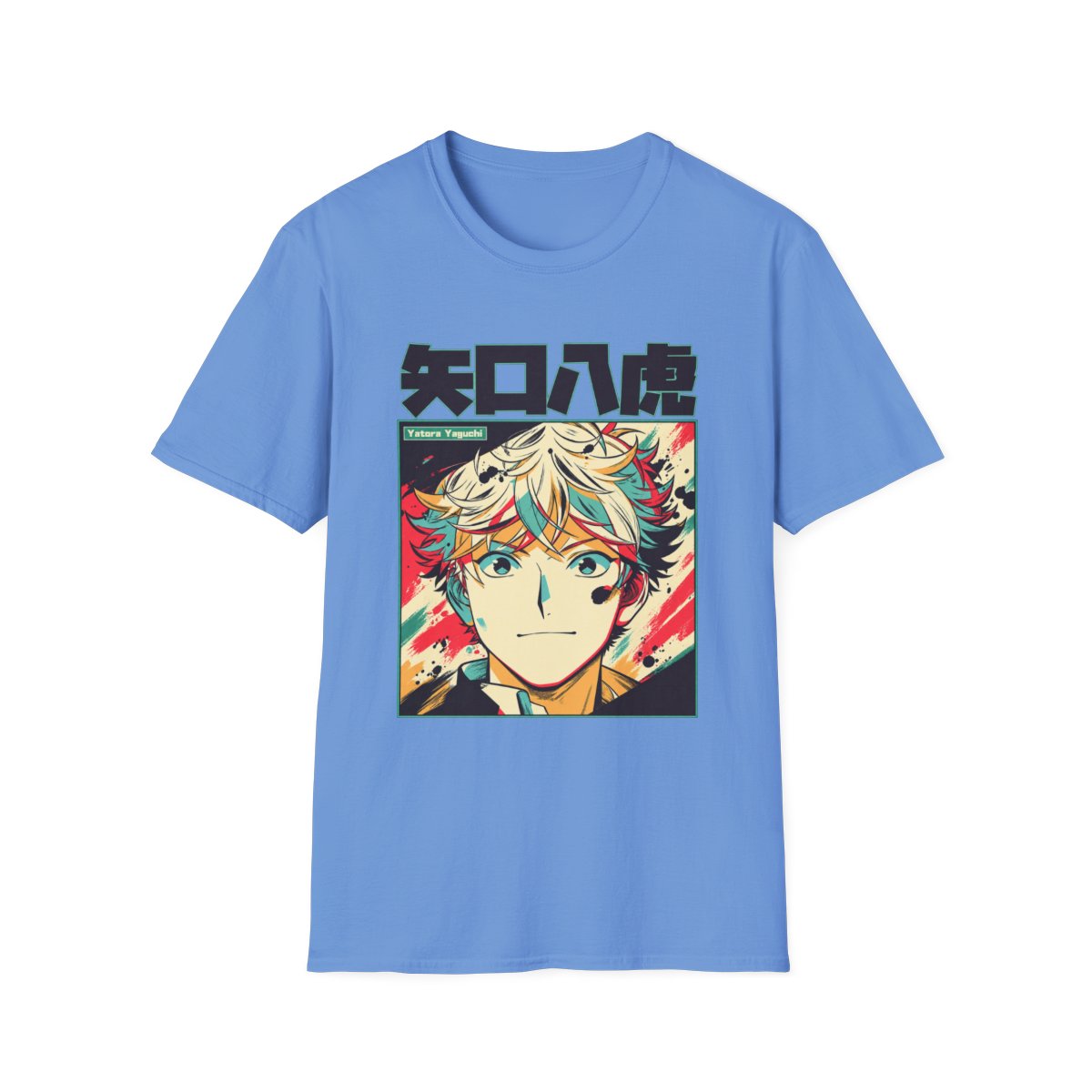 Anime Boy Portrait T-Shirt | Colorful Manga Face Graphic | Blue Period Anime Merch - alternate angle 3, merchandise