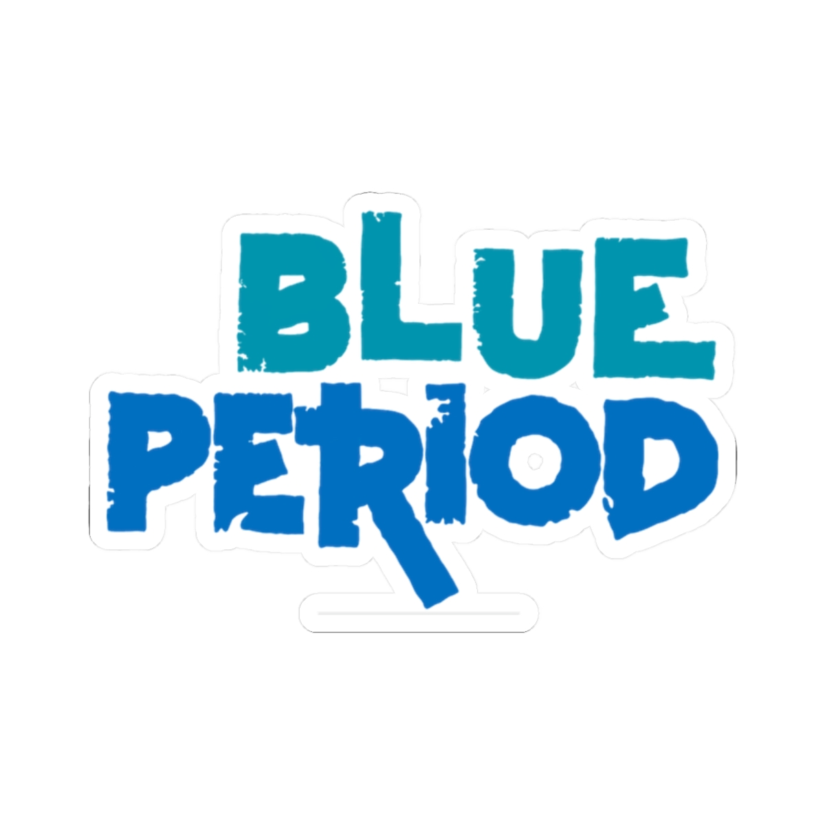 Blue Period text design Kiss-Cut Stickers | blue graffiti typography sticker | Blue Period Anime Merch - alternate angle 3, merchandise
