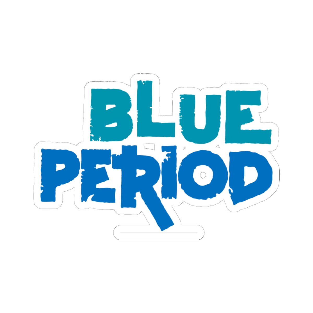 Blue Period text design Kiss-Cut Stickers | blue graffiti typography sticker | Blue Period Anime Merch - alternate angle 1, merchandise