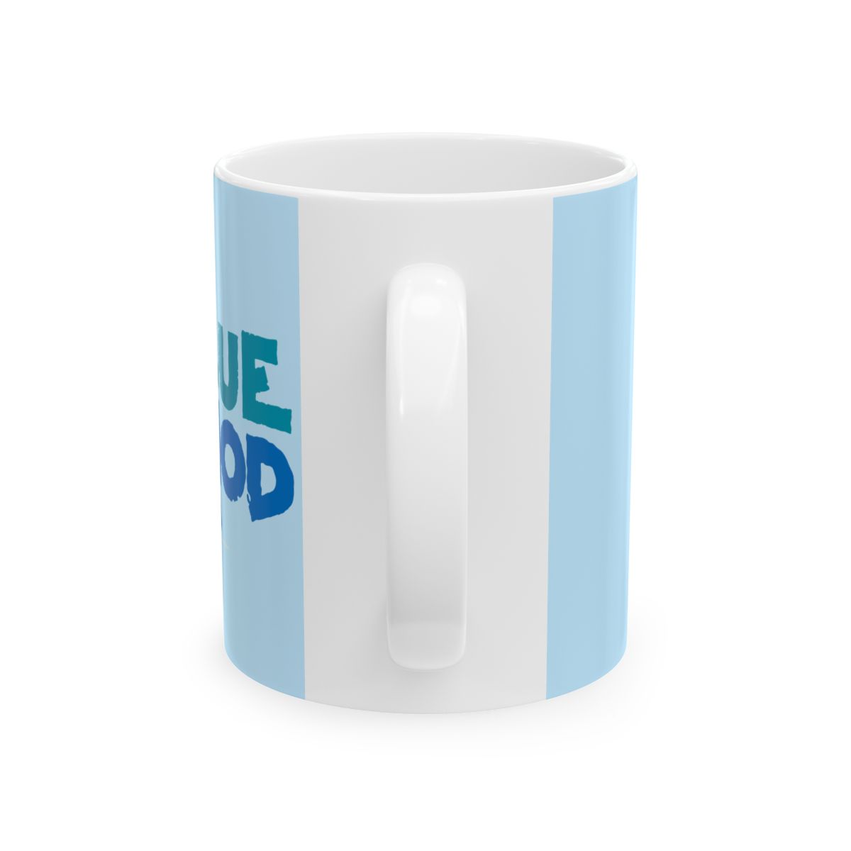 Blue and White Typography Ceramic Mug | Blue Period Anime Merch - alternate angle 2, merchandise